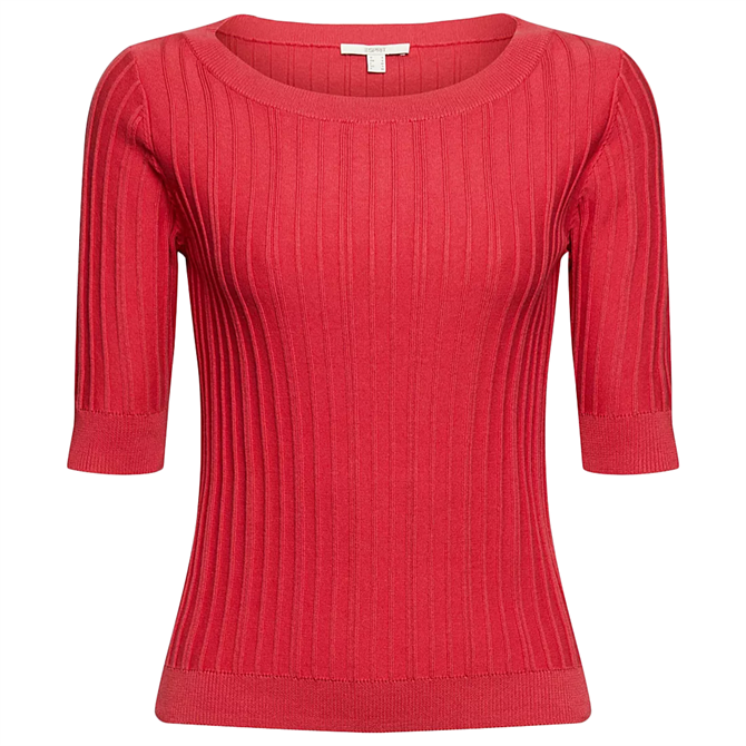 Esprit Ribbed Knit Short Sleeve Sweater
